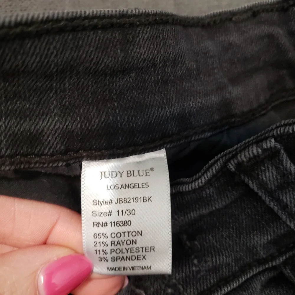 Judy Blue Skinny Jeans Womens 11/30 Black‎ Distressed Buffalo Plaid Patch